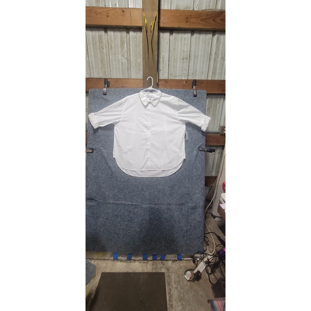 Gloria Vanderbilt Women's Amanda White 3/4Sleeve Overshirt Embellished Collar 2X